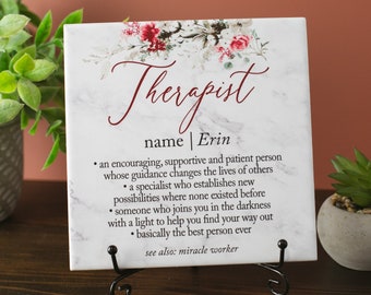 Floral Therapist Mentor Plaque With Stand, Thank You Mentor Sign Custom Boss Appreciation For Retirement, Teacher, Counselor, Coach, Adviser