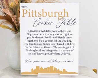 Pittsburgh Cookie Table Tradition Favors Clear Glass Look Acrylic Wedding Sign All of Yinz Skyline Lucite Perspex Cookies Table Sign