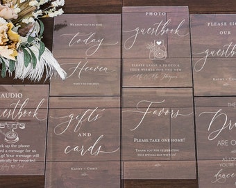 8x10 Choose Your FONT Sign Bundle Set of Guestbook, Gifts Cards, In Loving Memory, Please Take One Acrylic Modern Calligraphy Wedding Sign