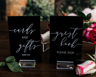 Set of 4x6 OR 5x7  Acrylic Wedding Signs, Gifts and Cards, In Loving Memory, Please Take One Favors Clear Glass Modern Calligraphy MEL-VER