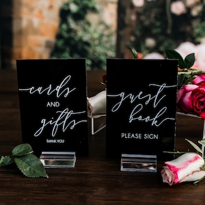 Set of 4x6 OR 5x7  Acrylic Wedding Signs, Gifts and Cards, In Loving Memory, Please Take One Favors Clear Glass Modern Calligraphy MEL-VER