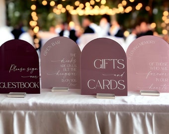 Custom Wedding Color Palette Acrylic Sign Bundle of Guestbook, Gifts and Cards, In Loving Memory Favors Please Take One Open Bar Signage Set