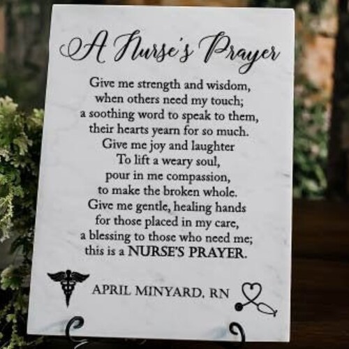Nurses Prayer RN Plaque Personalized Nurse Medical Etsy