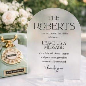 Audio Guestbook Pick Up The Phone Leave A Message For The Newlyweds Acrylic Wedding Sign, Guest Book Sten