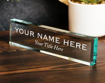 Personalized Boss Glass Office Desk Name Plate, Best Employer Ever Nameplate, CEO Appreciation Gift, Entrepreneur Day Gift From Employees