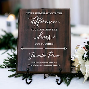 Happy Retirement Walnut Plaque Gift For Boss, Colleague, Coworker, Teacher, Friend, Great Mentor, Retiring Present Idea And Stand