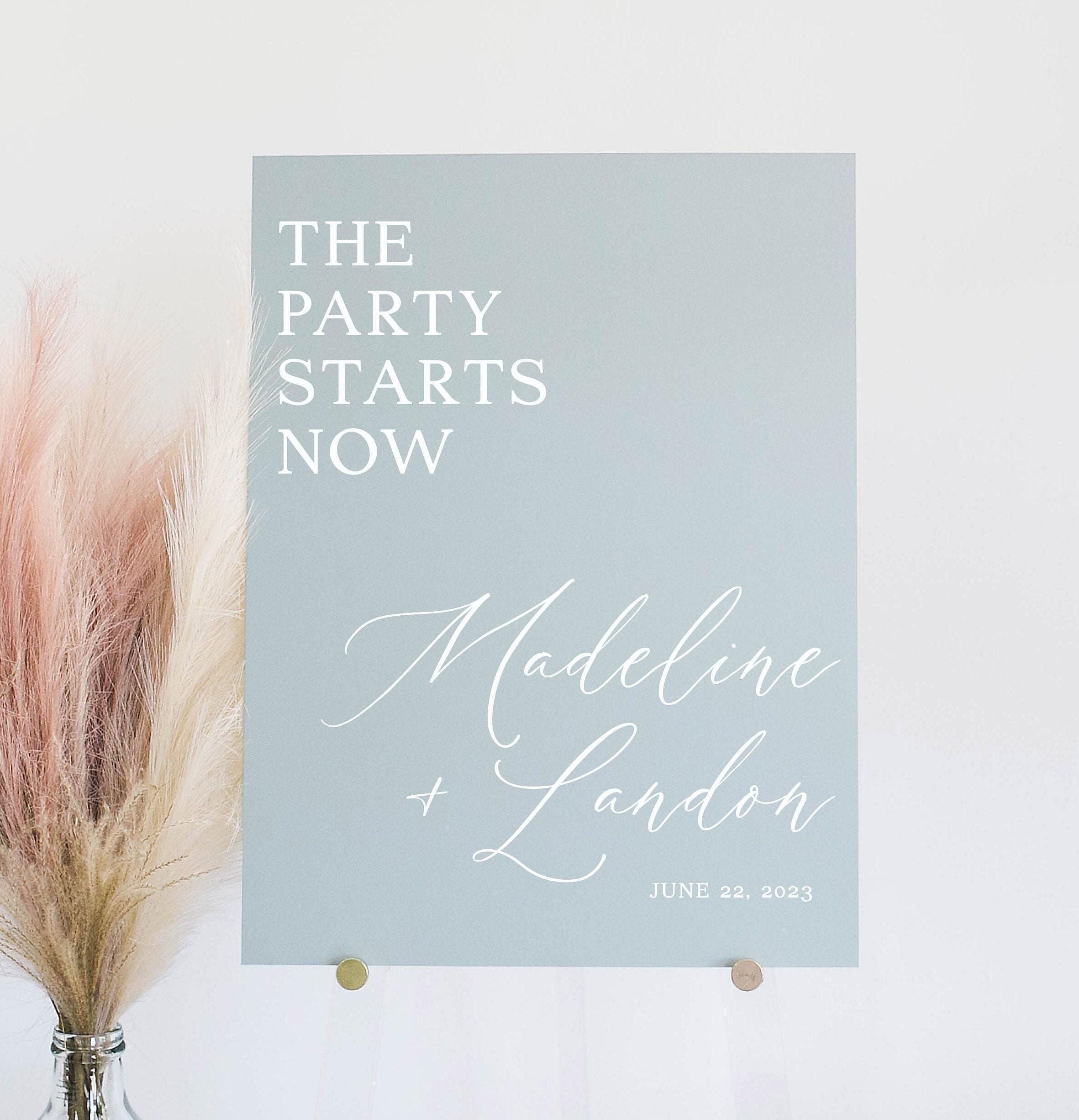 Specialty Colors Dusty Blue, Blush, Frosted, Black, Mauve Acrylic Wedding Welcome Sign, Signature Modern Font Wedding Reception Sign