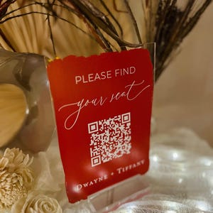 Please Find Your Seat QR Code Seating Arrangement Chart Clear Glass ...