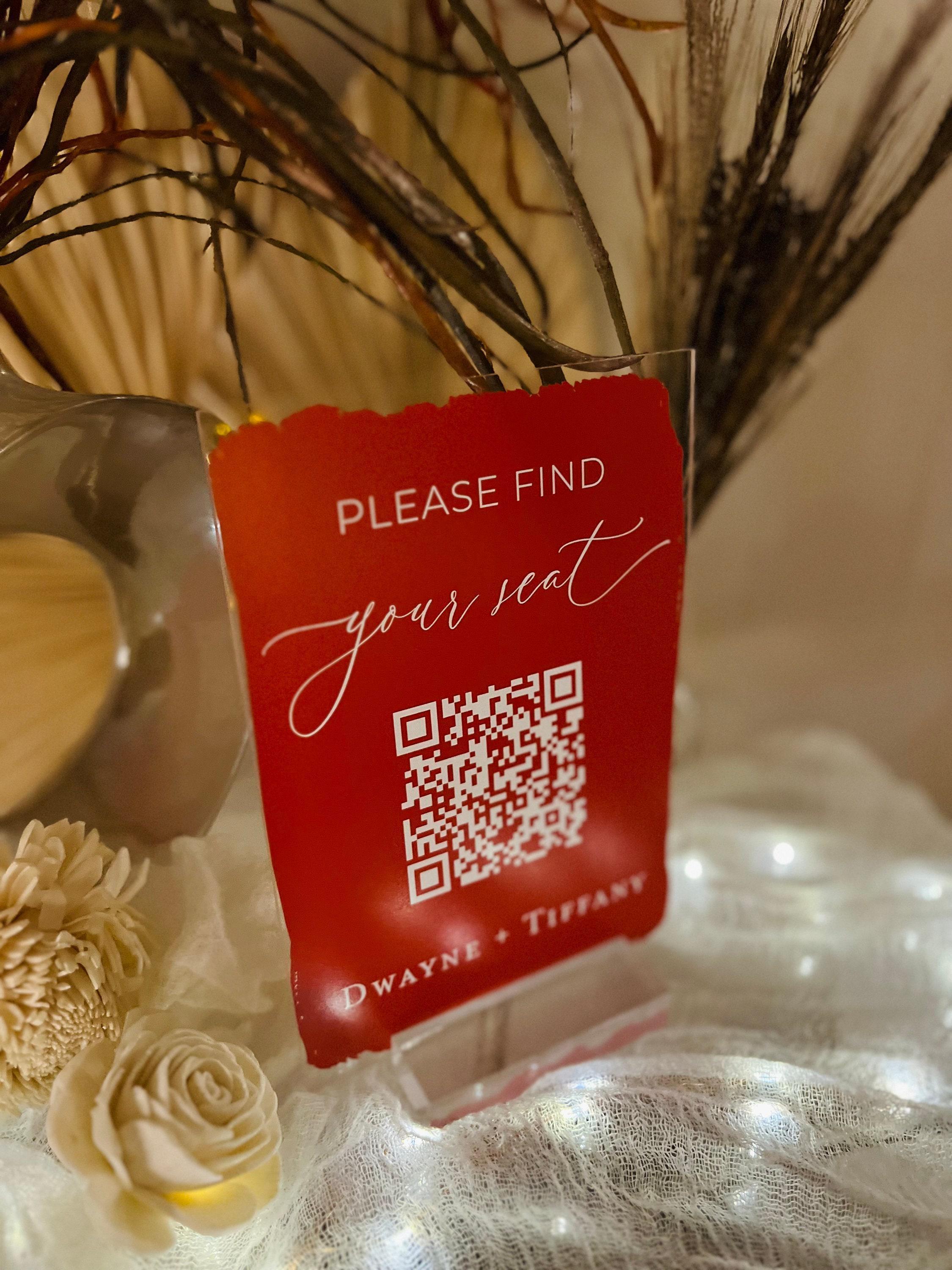 Please Find Your Seat QR Code Seating Arrangement Chart Clear Glass ...