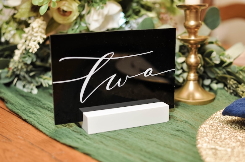 Clear Glass Look Acrylic Table Number Sign With Stands Etsy