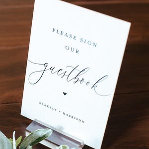 Please Sign Our Guestbook Modern Minimalist Clear Glass Look Acrylic Wedding Sign, Guest Book Lucite Perspex Table Sign