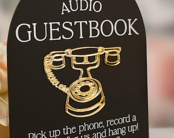 ARCH 3D Audio Guestbook Pick Up The Phone Leave A Message For The Newlyweds Clear Glass Look Acrylic Wedding Sign, Guest Book Lucite