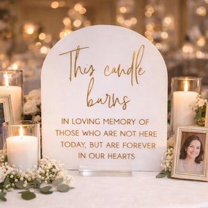 Acrylic This Candle Burns in Honor of Those Forever In Our Hearts Memorial Wedding Signs In Loving Memory Sign Sten