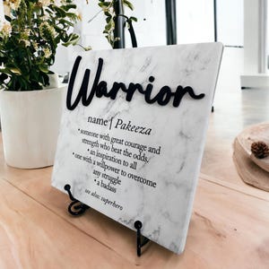 3D Warrior Cancer Survivor Definition Plaque, Beat Breast Cancer Recovery Sign, Strength Keepsake, Encouragement Motivational Hardship Tile