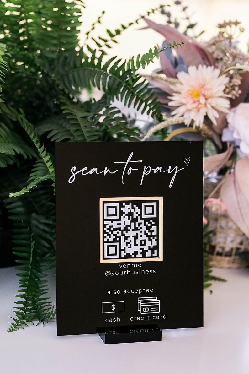 3D Scan to Pay Retail Scannable QR Code Clear Glass Look Acrylic Sign ...
