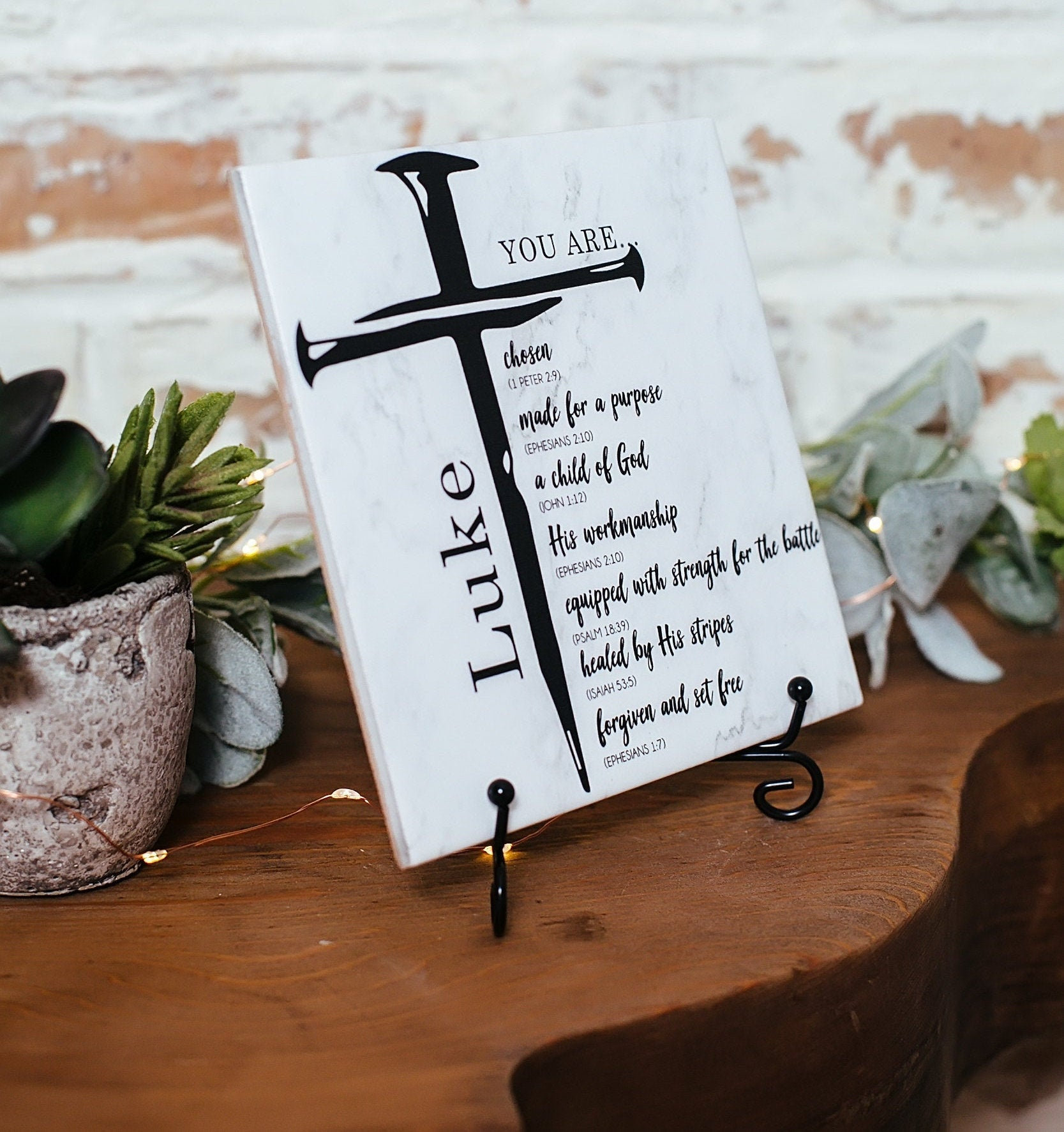 Personalized Name Christian Gifts For Men Teens Boys, Encouraging Scripture Bible Verse Sign, You Are Chosen Cross Sign Baby Shower Idea