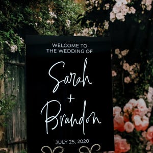 Clear Glass Look Acrylic Wedding Welcome Sign, 18x24 Personalized Modern Wedding Welcome Sign Decoration for Display, Custom Wedding