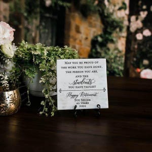 TEACHER or Professor Retirement Plaque Gift For Boss, Colleague, Coworker, Friend, Truly Great Mentor, Retiring Present Idea + Stand
