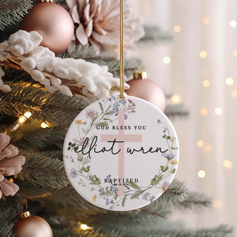 Baby Girl Baptism, Girl Baptism Ceramic Round Ornament Present Idea for