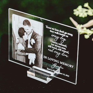 Sympathy Gift With Photo Memorial Plaque, Those We Love Don&#39;t Go Away Grief, Remembrance, Bereavement, Condolences Sign Passed Loved Ones