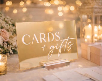 Acrylic Gold Mirror Cards and Gifts Wedding Sign