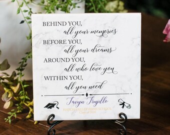 Congratulations On Your Graduation Tile Plaque Gift For High School, College, Grad, MBA, Law, Med School Student Present Idea With Stand