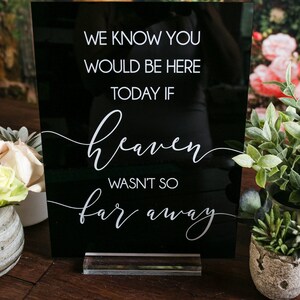 We Know You Would Be Here Today If Heaven Wasn&#39;t So Far Away Memorial Clear Glass Look Acrylic Wedding Sign Those Forever In Hearts