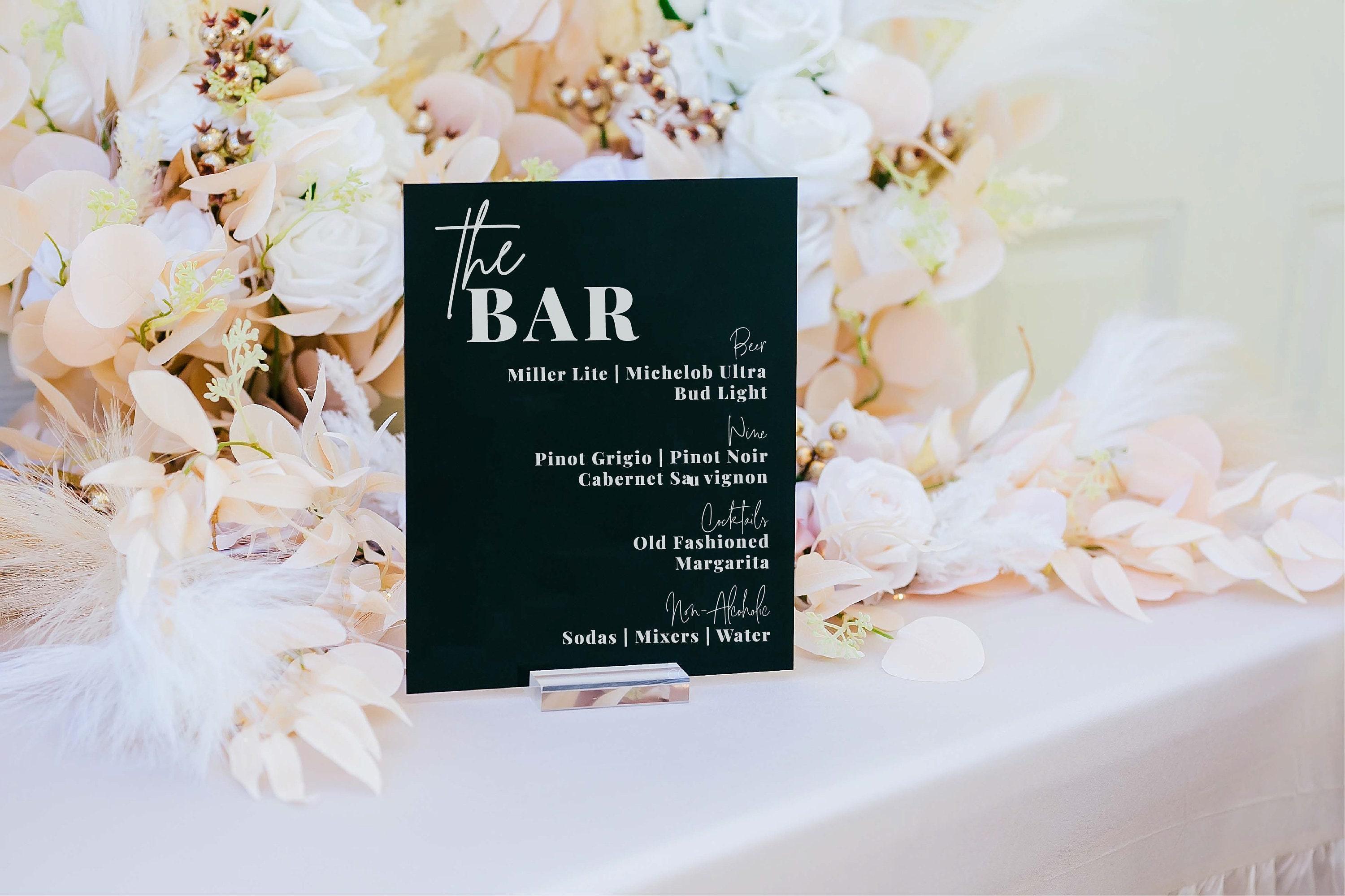 Bar Menu Signature Cocktails Custom Clear Glass Look Acrylic Wedding ...