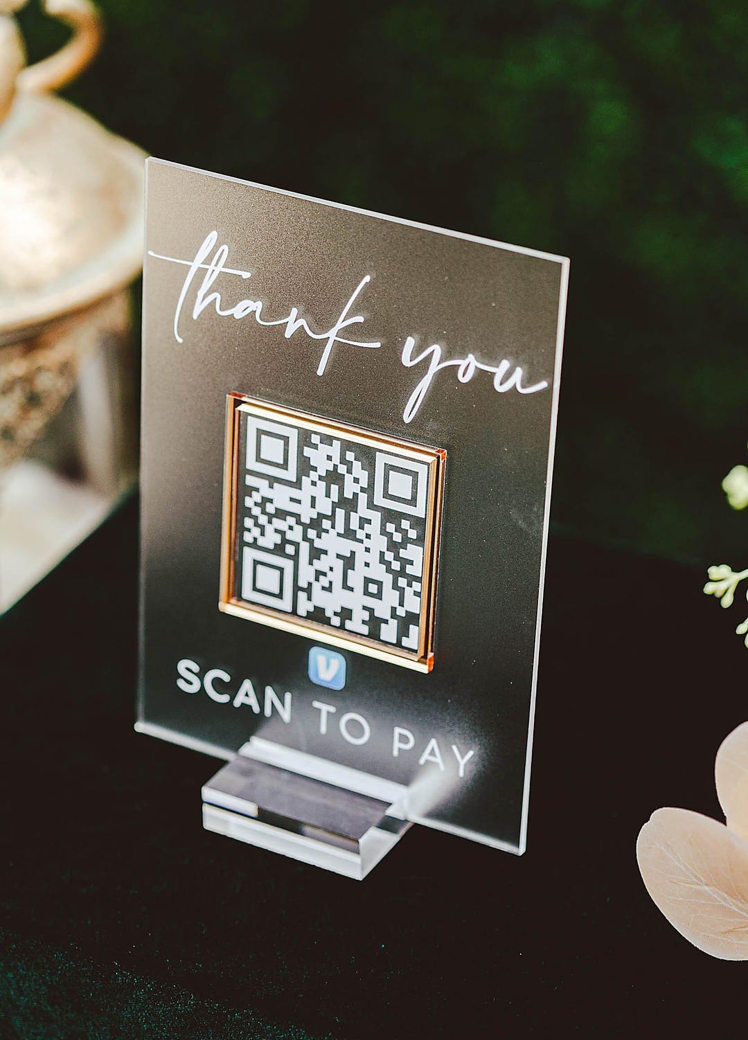 3D Thank You Scan to Pay Retail Scannable QR Code Clear Glass Look ...