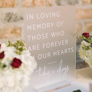 In Loving Memory Of Those Who Are Forever in Our Hearts Modern Clear Glass Look Acrylic Wedding Memorial Sign, Those Forever in our Hearts