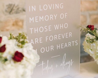 In Loving Memory Of Those Who Are Forever in Our Hearts Modern Clear Glass Look Acrylic Wedding Memorial Sign, Those Forever in our Hearts