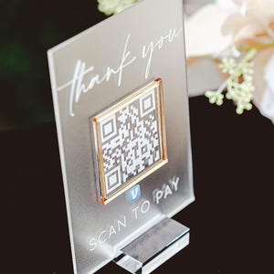3D Thank You Scan to Pay Retail Scannable QR Code Clear Glass Look ...