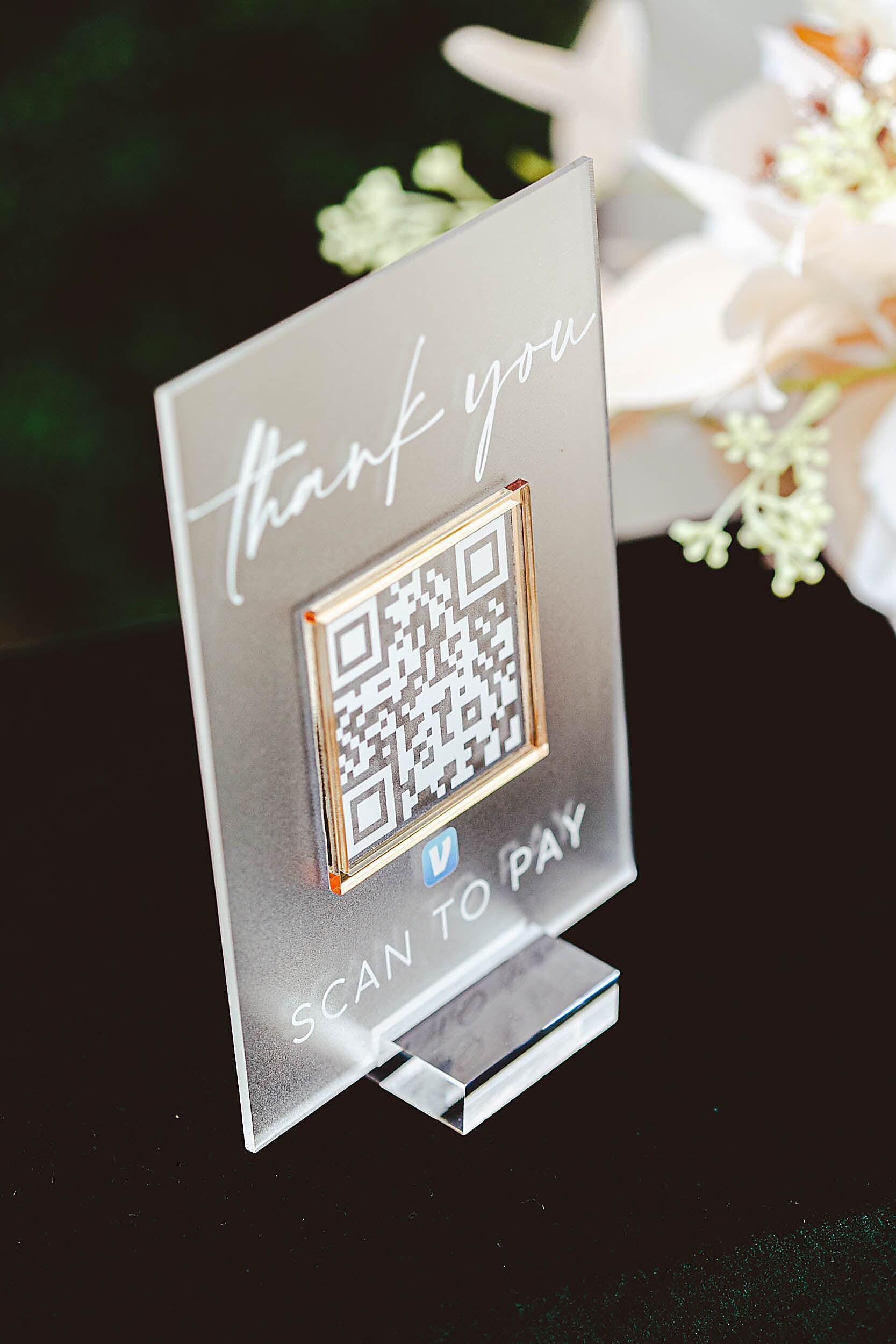 3D Thank You Scan to Pay Retail Scannable QR Code Clear Glass Look ...