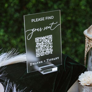 Please Find Your Seat QR Code Seating Arrangement Chart Clear Glass ...