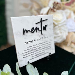 3D Laser Cut Marble Mentor Tile Plaque, Thank You Mentor Sign, Custom Boss Retirement Appreciation, Teacher, Counselor, Coach, Adviser