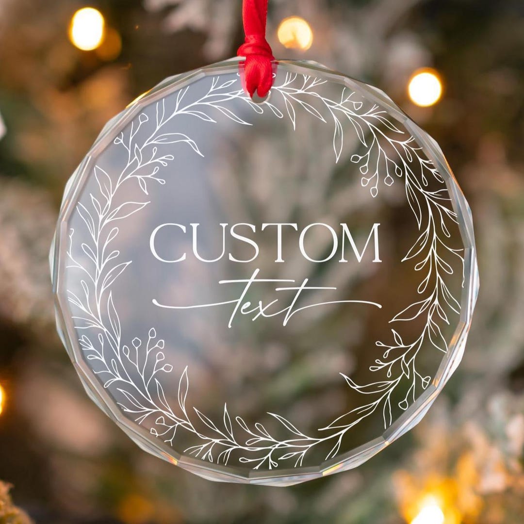 Custom Design Crystal Glass Ornament – Personalized Text Christmas ...