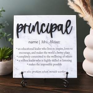 3D Principal Appreciation Tile Plaque Gift From College, High School Student, Child to Administrator, Elementary + Jr. High Teacher, Mentor