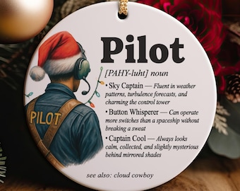 Pilot Ornament – Personalized Christmas Gift, Aviation Keepsake, Holiday Decoration for Airline or Private Pilots, Custom Name Gift