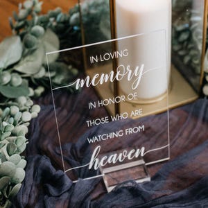 In Loving Memory In Honor Of Those Who Are Watching From Heaven Clear Glass Look Acrylic Wedding Sign, Those Forever in our Hearts