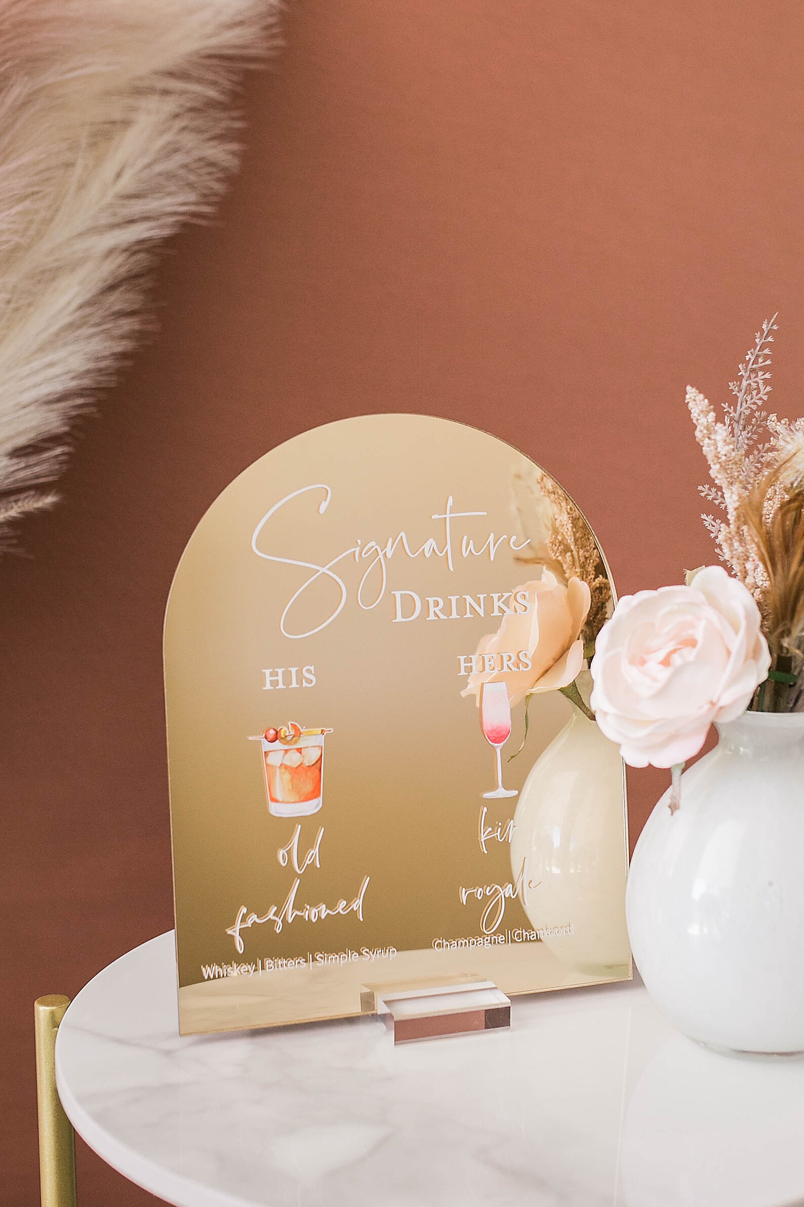 ARCH Gold Mirror Bar Menu Signature Cocktails Custom Acrylic Etsy