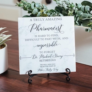 Happy Retirement Tile Plaque Gift For Pharmacist, Boss, Colleague, Coworker, Teacher, Friend, Truly Great Mentor, Retiring Present Idea