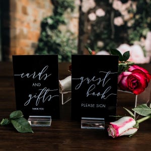 Set of 4x6 OR 5x7  Acrylic Wedding Signs, Gifts and Cards, In Loving Memory, Please Take One Favors Clear Glass Modern Calligraphy MEL-VER