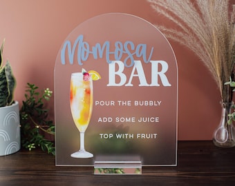 3D Mirror ARCH Gold Foil Momosa Bar Custom Minimalist Acrylic Wedding Baby or Bridal Shower Sign, Mimosa Bar Table Signage