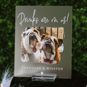 BEST SELLER Open Bar Pet Drink Acrylic Wedding Sign for Bar, Signature Drink Sign with Dog Cat Party Sign with Pet His and Hers Menu