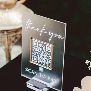 3D Thank You Scan to Pay Retail Scannable QR Code Clear Glass Look ...