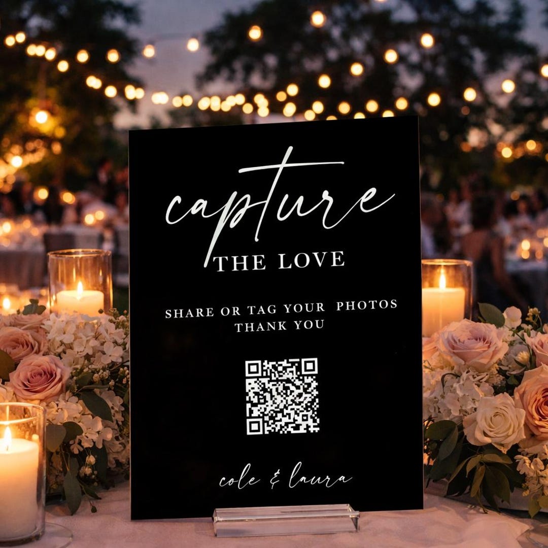 Perspex Tags Help Us Capture the Love QR Code Social Media Clear Glass Look Acrylic ...
