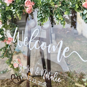 Clear Glass Look Acrylic Wedding Welcome Sign, 18x24 Personalized Modern Wedding Welcome Sign Decoration for Display, Custom Wedding image 3