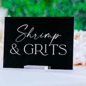 Buffet Wedding Food Menu Acrylic Signs, Dessert Table Titles, Entree Description Cards, Cute Buffet Food Label, Tent Drink Sign Alternative