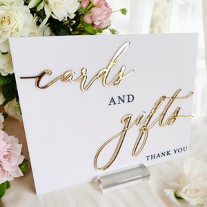3D Cards And Gifts Thank You Acrylic Wedding Sign, Frosted and White Cards Perspex Table Gift Table Signage