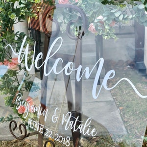 Clear Glass Look Acrylic Wedding Welcome Sign, 18x24 Personalized Modern Wedding Welcome Sign Decoration for Display, Custom Wedding image 1